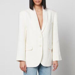 Anine Bing Quinn Oversized Linen Blazer - Off White - Size Small